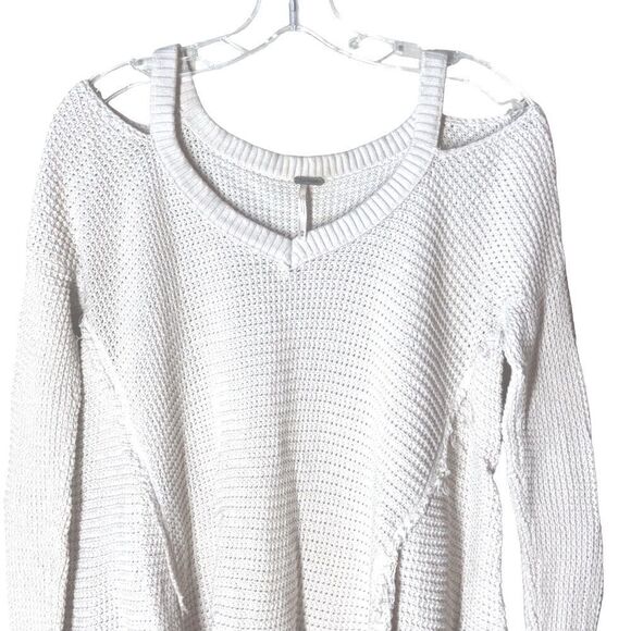 Free People Moonshine Cut Out Cotton Sweater Swing Crochet Bohemian XS Cream - Picture 7 of 8
